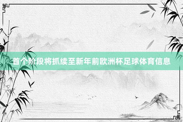 首个阶段将抓续至新年前欧洲杯足球体育信息