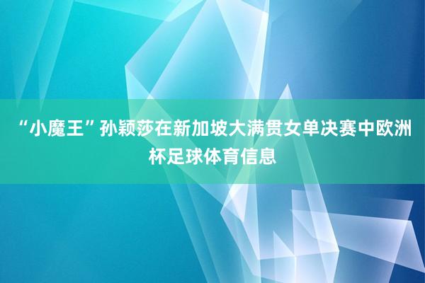 “小魔王”孙颖莎在新加坡大满贯女单决赛中欧洲杯足球体育信息