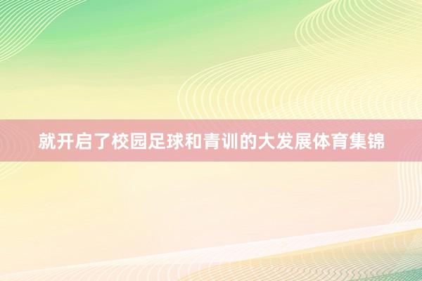 就开启了校园足球和青训的大发展体育集锦