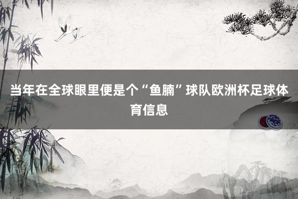 当年在全球眼里便是个“鱼腩”球队欧洲杯足球体育信息