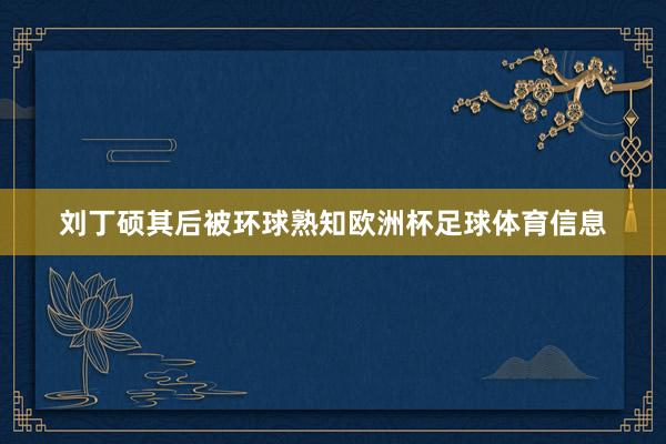 刘丁硕其后被环球熟知欧洲杯足球体育信息