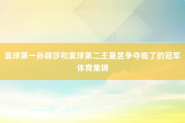 寰球第一孙颖莎和寰球第二王曼昱争夺临了的冠军体育集锦