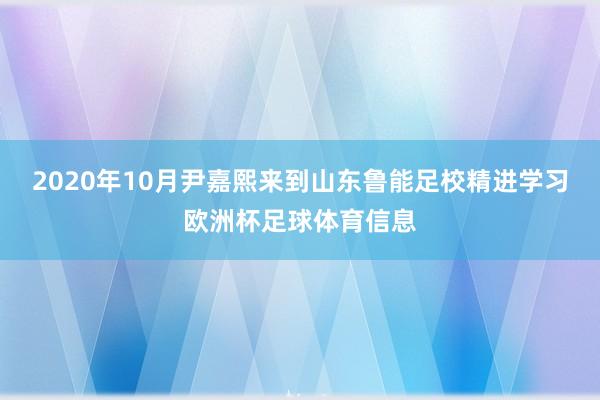 2020年10月尹嘉熙来到山东鲁能足校精进学习欧洲杯足球体育信息
