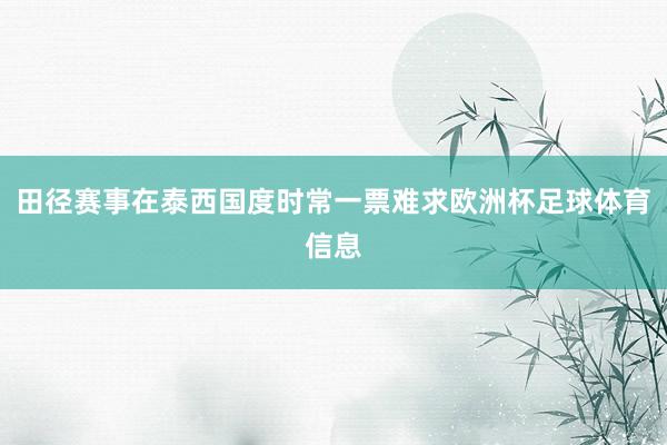 田径赛事在泰西国度时常一票难求欧洲杯足球体育信息