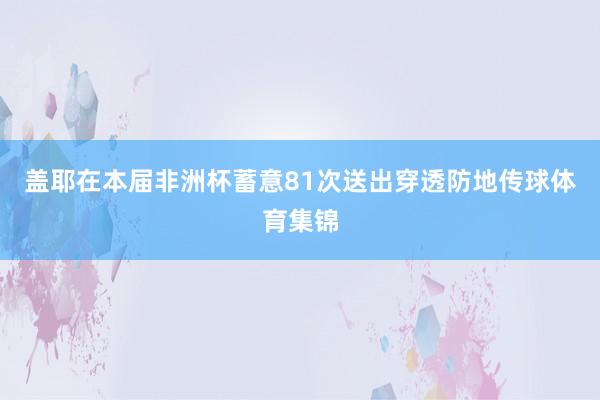 盖耶在本届非洲杯蓄意81次送出穿透防地传球体育集锦