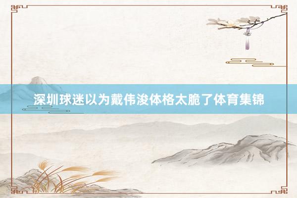 深圳球迷以为戴伟浚体格太脆了体育集锦