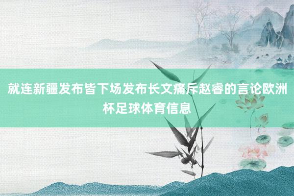 就连新疆发布皆下场发布长文痛斥赵睿的言论欧洲杯足球体育信息