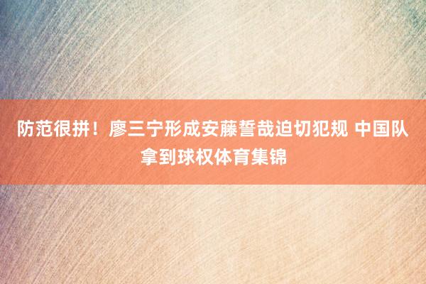 防范很拼！廖三宁形成安藤誓哉迫切犯规 中国队拿到球权体育集锦