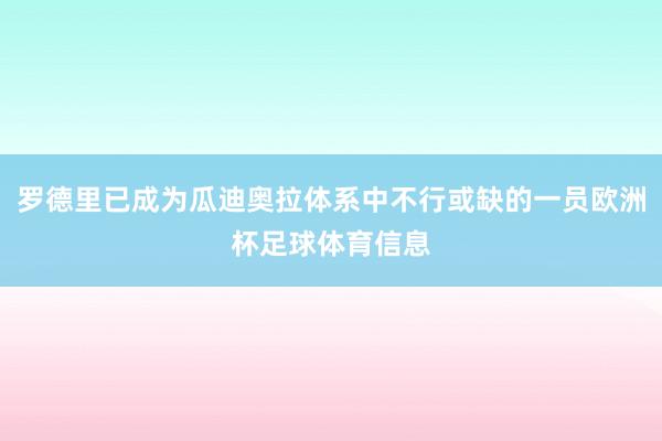 罗德里已成为瓜迪奥拉体系中不行或缺的一员欧洲杯足球体育信息