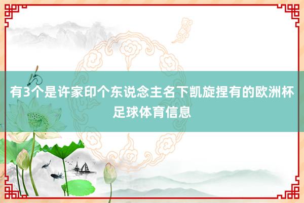 有3个是许家印个东说念主名下凯旋捏有的欧洲杯足球体育信息