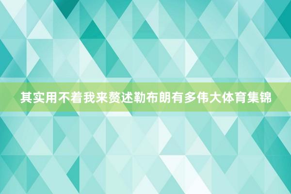 其实用不着我来赘述勒布朗有多伟大体育集锦