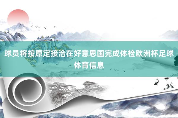 球员将按原定接洽在好意思国完成体检欧洲杯足球体育信息