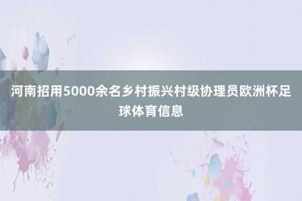 河南招用5000余名乡村振兴村级协理员欧洲杯足球体育信息